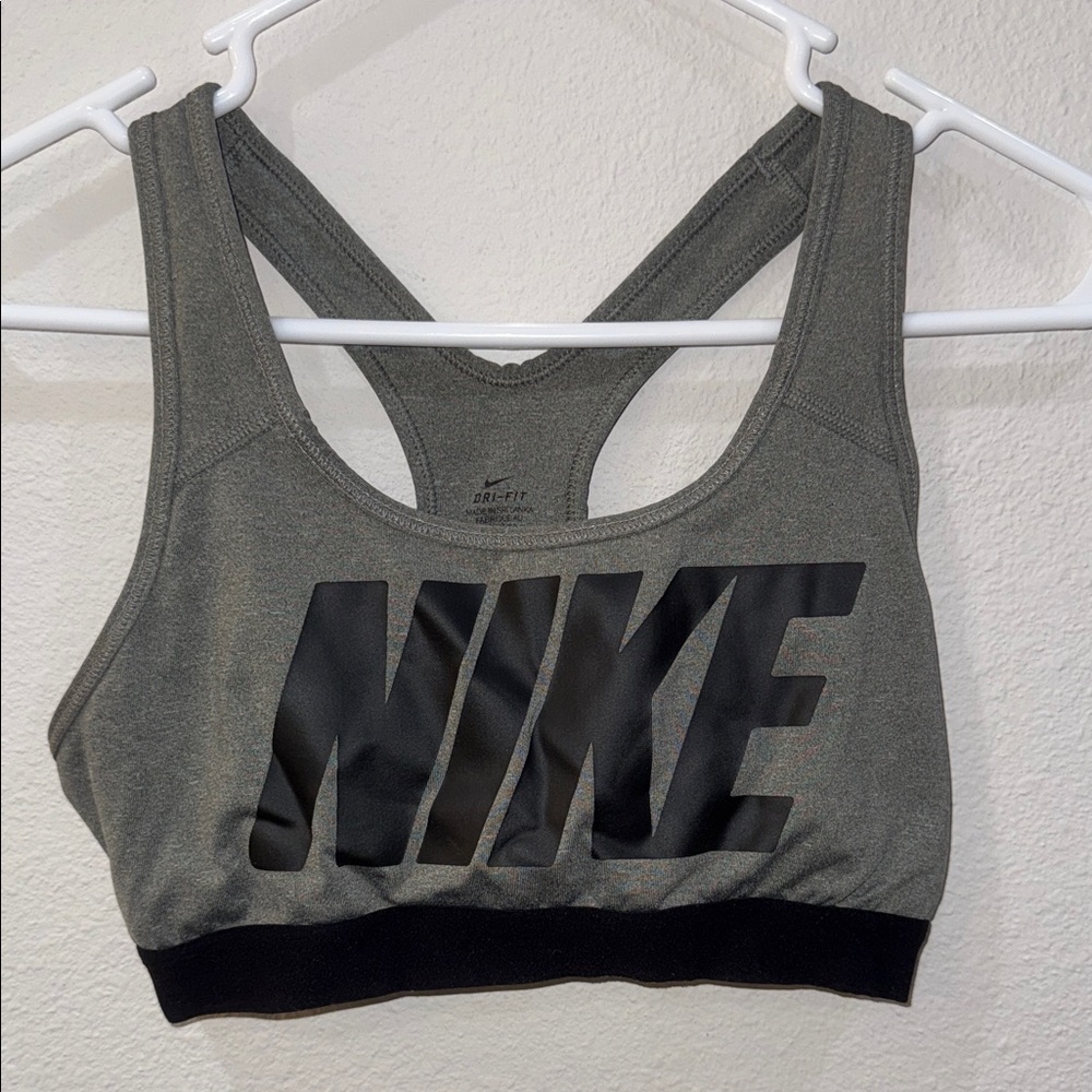 Nike Women's Charcoal and Black Sports Bra